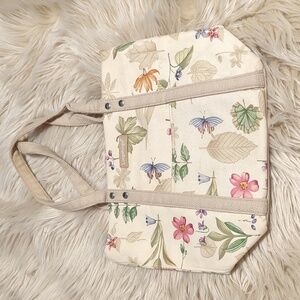 Longaberger small tote bag purse flowers butterflies/or/moths?